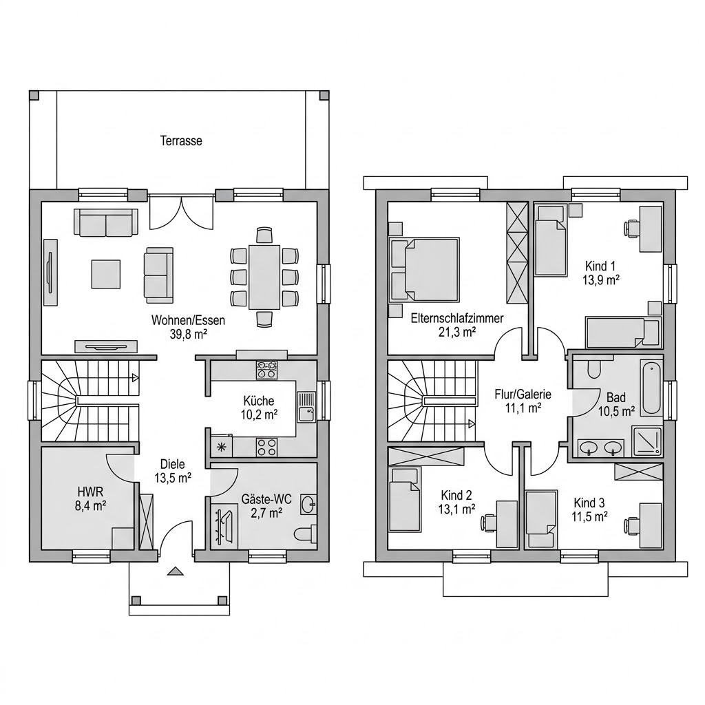 Grundriss Boddenblick 166 von Anneke (KfW-Effizienzhaus 40 EE) — 166 m², 6 Zimmer