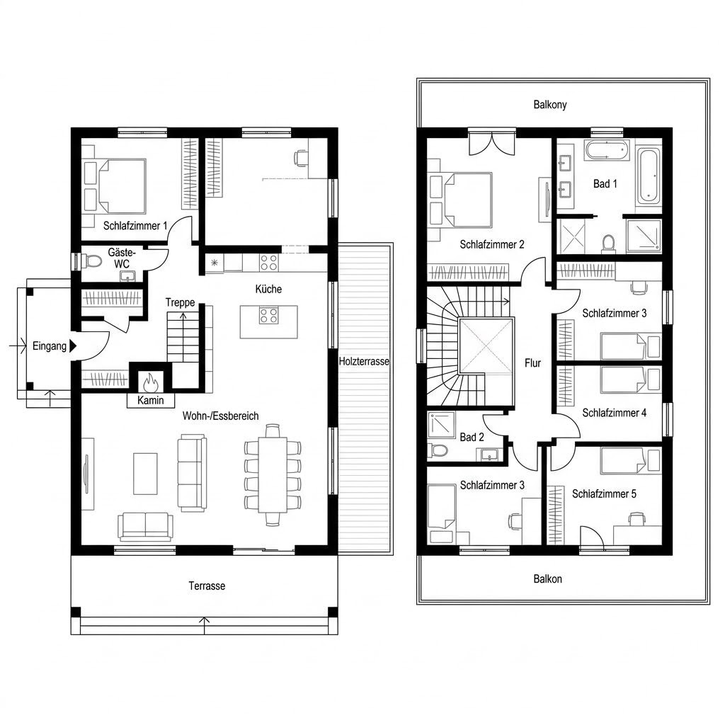 Grundriss Chalet Nebelhorn – 168 m² Chalet mit 6 Zimmern
