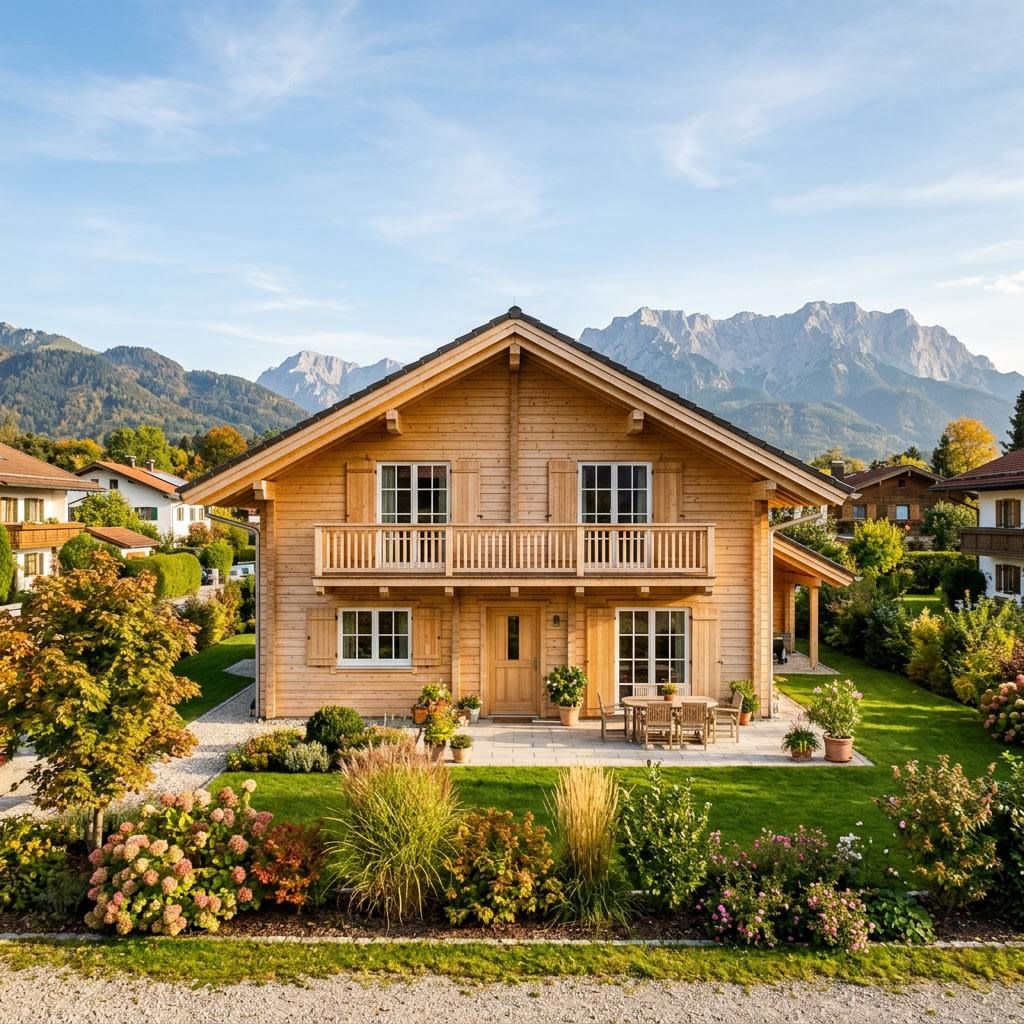 Chalet Chalet Wetterstein von LéonWood mit Satteldach und Holzfassade
