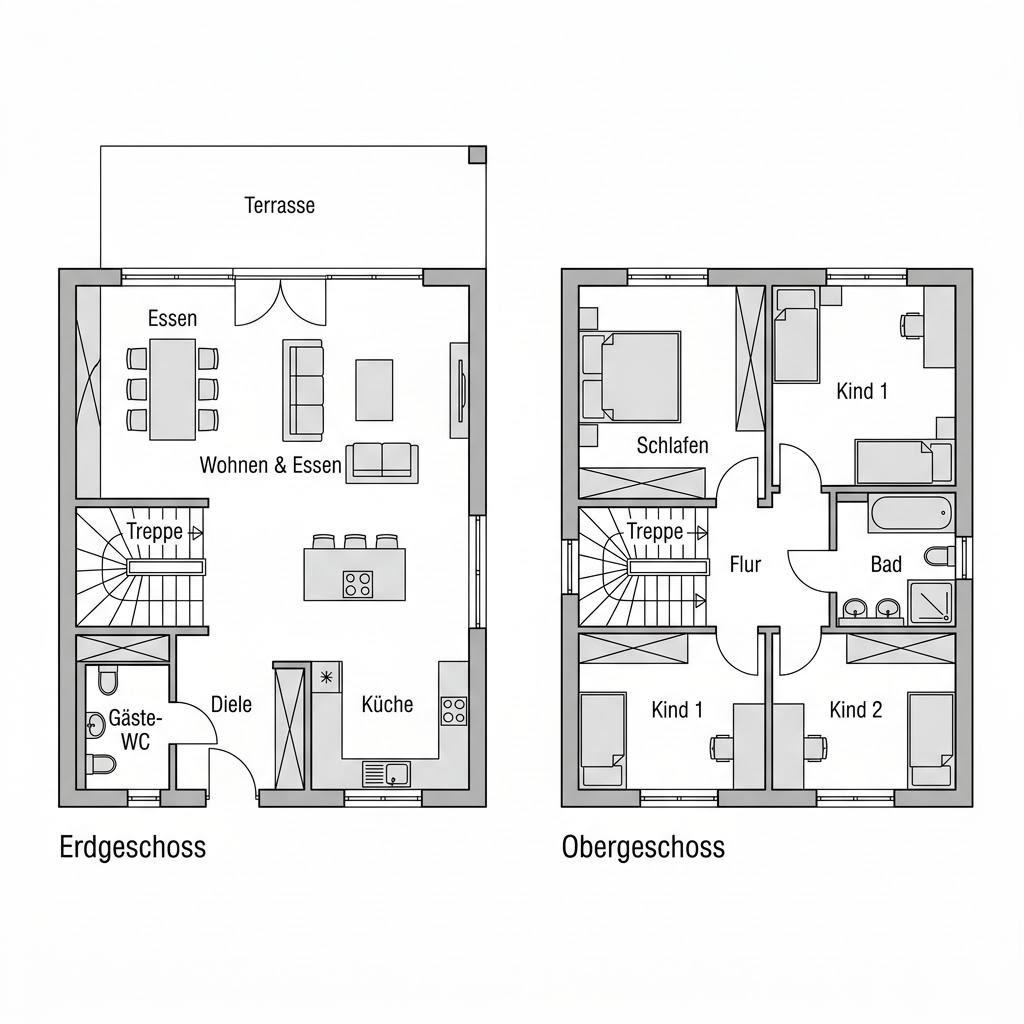 Grundriss Solution Flat 133 V2 von Living Fertighaus — 133 m², 5 Zimmer