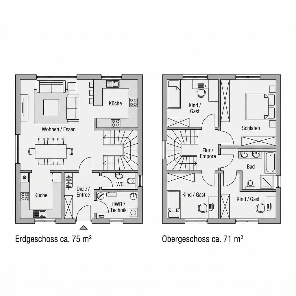 Grundriss Domus Fina 146 – 146 m² Stadtvilla mit 4 Zimmern