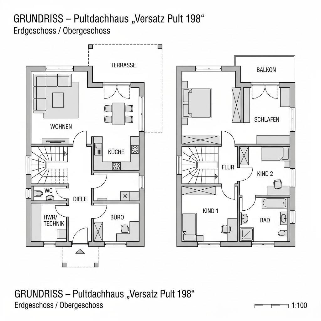 Grundriss Versatz Pult 198 von LUXHAUS — 198 m², 6 Zimmer