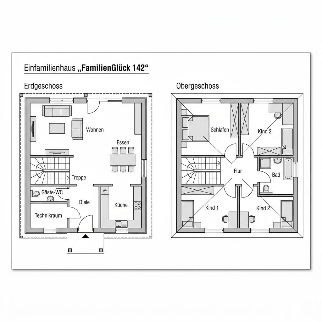 Grundriss FamilienGlück 142 von massa haus — 142 m², 5 Zimmer