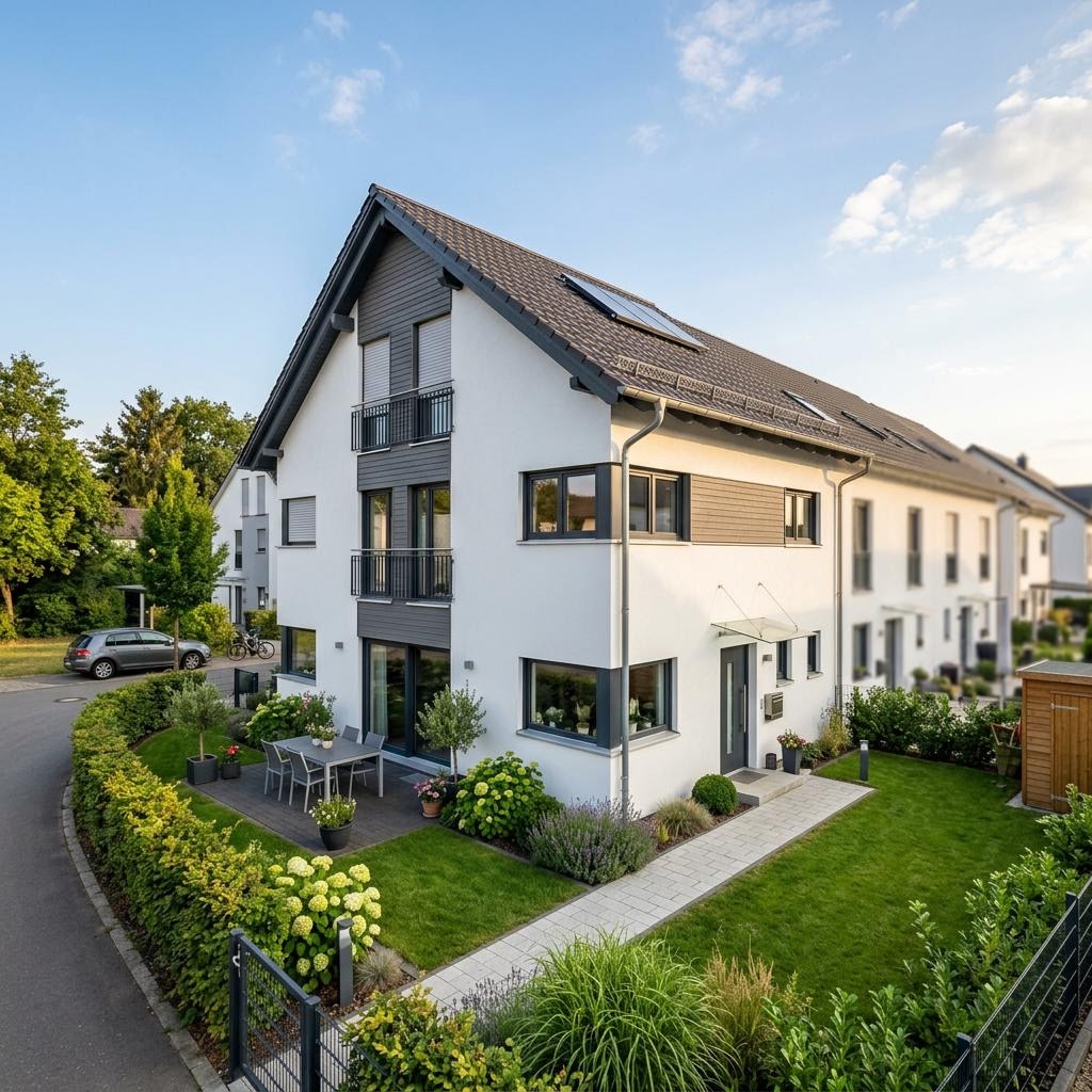 Reihenhaus Reihenendhaus RowStyle R138 von massa haus mit Satteldach und 138 m² Wohnfläche