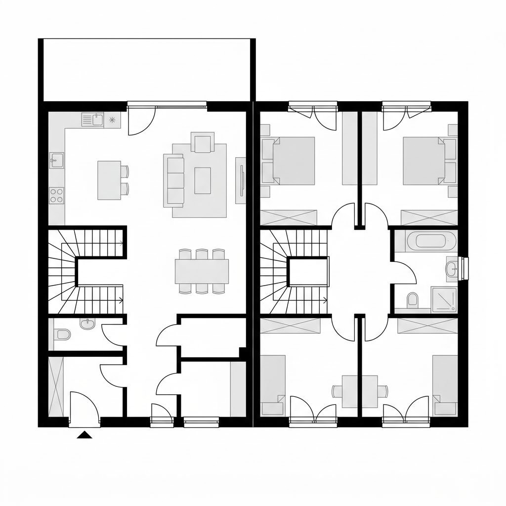 Grundriss Reihenendhaus RowStyle R138 von massa haus — 138 m², 5 Zimmer