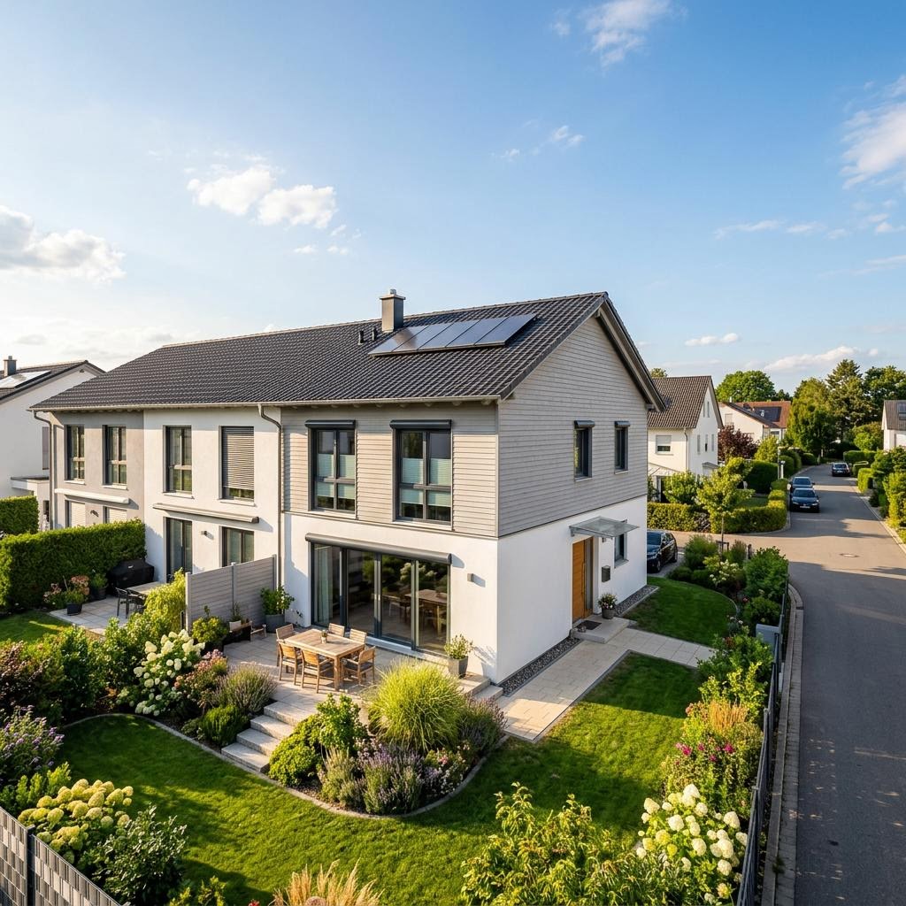 Reihenhaus Reihenmittelhaus RowStyle R112 von massa haus mit Satteldach und 112 m² Wohnfläche