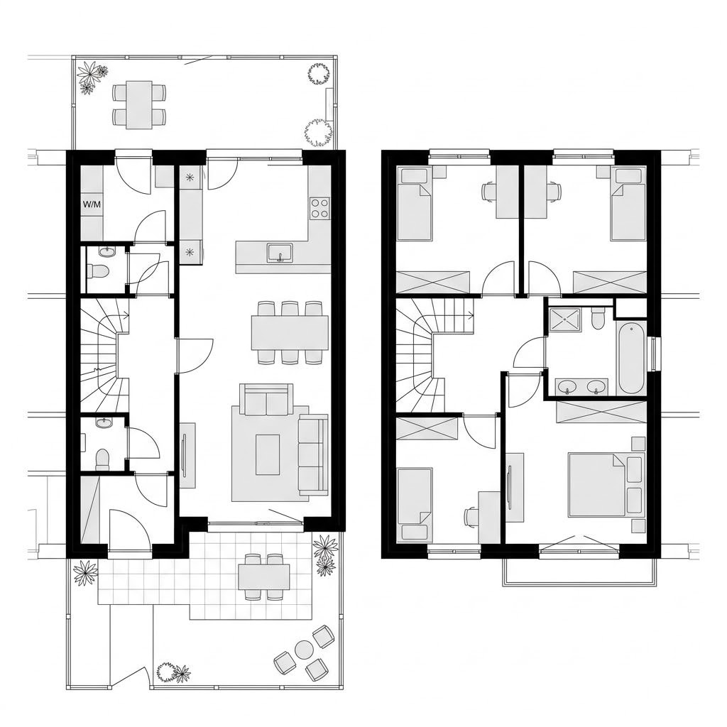 Grundriss Reihenmittelhaus RowStyle R126 von massa haus — 126 m², 4 Zimmer