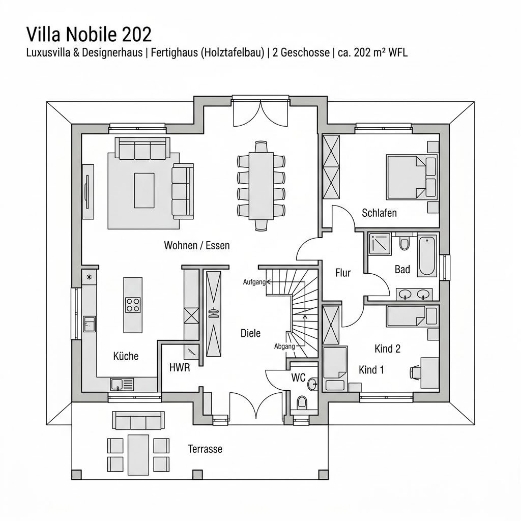 Grundriss Villa Nobile 202 – 202 m² Luxusvilla & Designerhaus mit 6 Zimmern