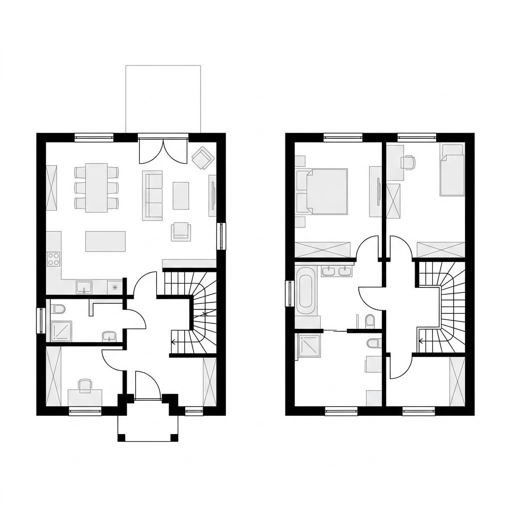 Grundriss Friesenland 122 – 122 m² Friesenhaus mit 4 Zimmern