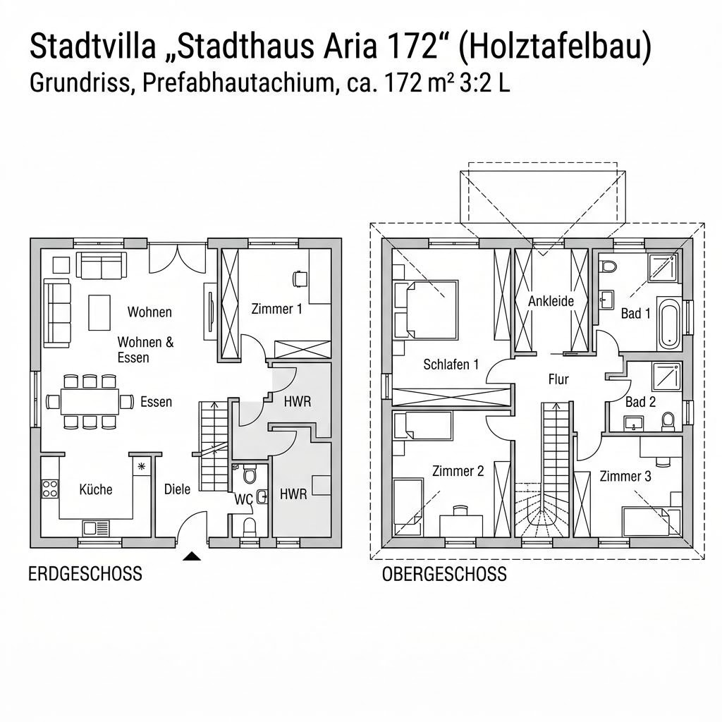 Grundriss Stadthaus Aria 172 – 172 m² Stadtvilla mit 6 Zimmern