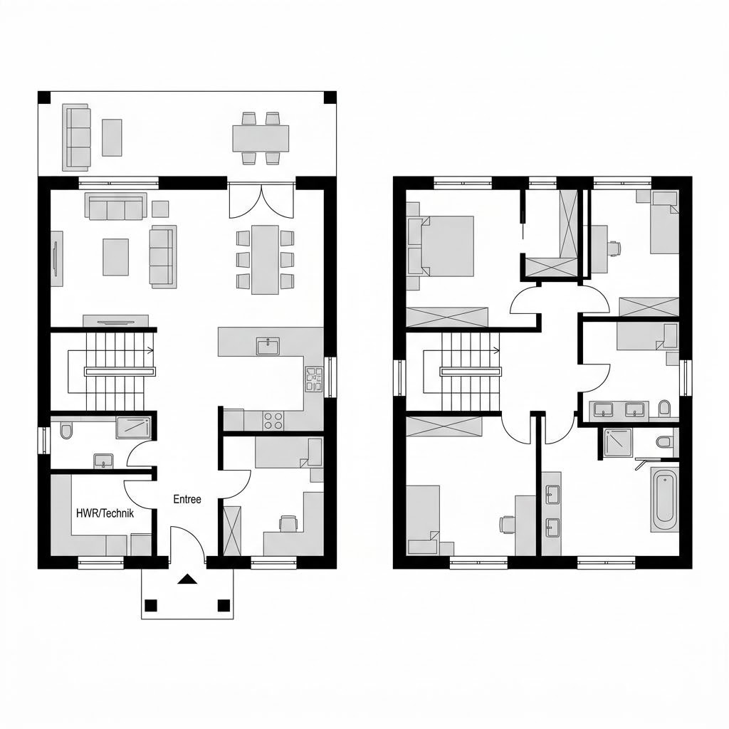 Grundriss Stadtvilla Linea 160 – 160 m² Stadtvilla mit 5 Zimmern