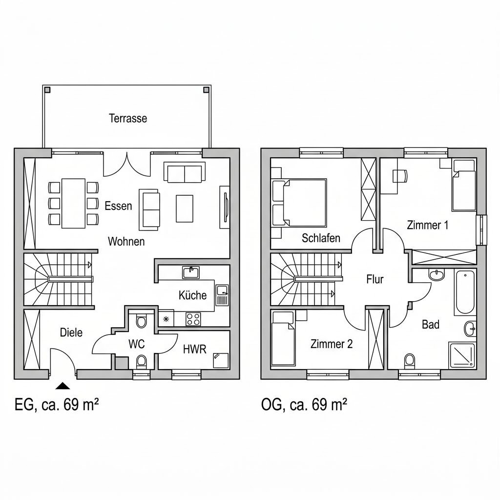 Grundriss Cubo 138 – 138 m² Kubushaus mit 4 Zimmern