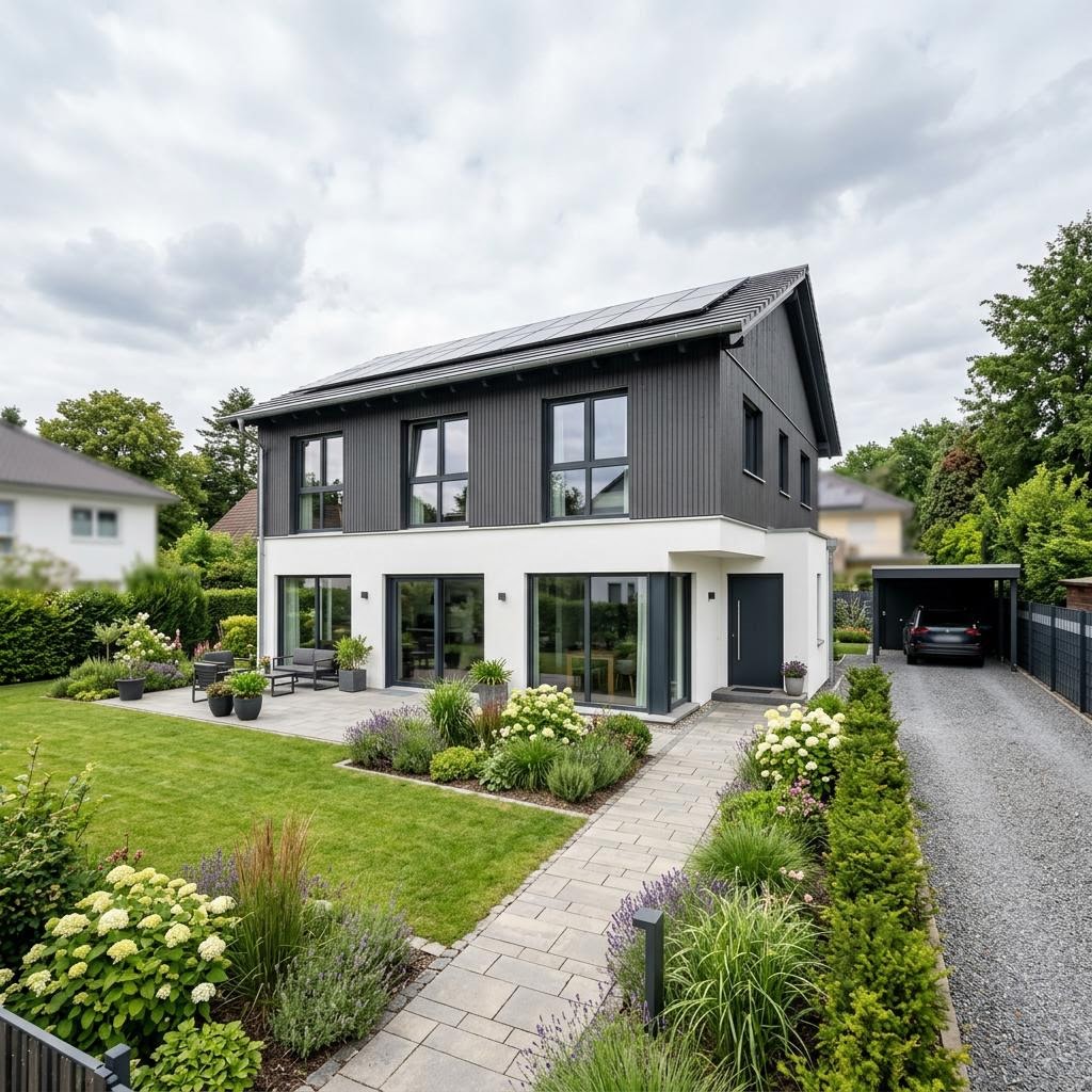 Einfamilienhaus Innovation R-144 von RENSCH-HAUS als Holz-Fertighaus mit Satteldach