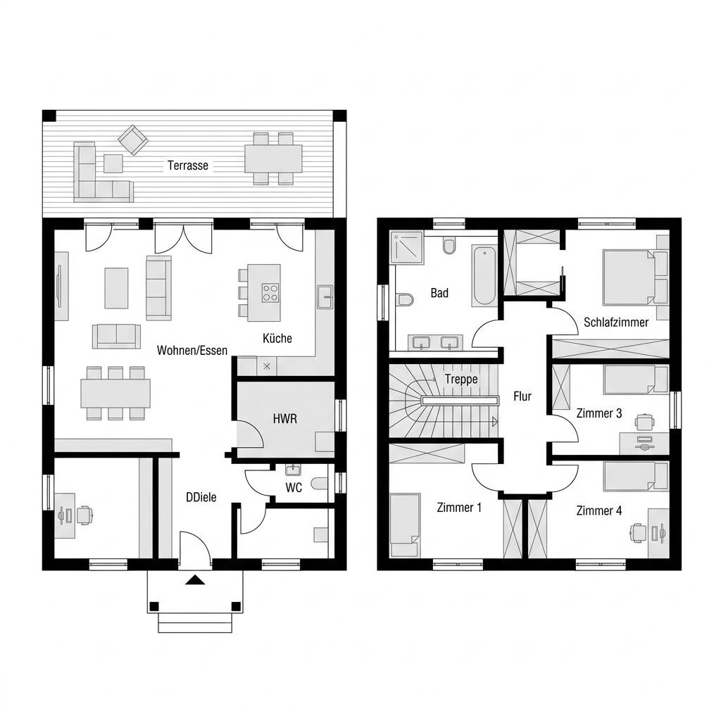 Grundriss Innovation R 152 von RENSCH-HAUS — 152 m², 5 Zimmer