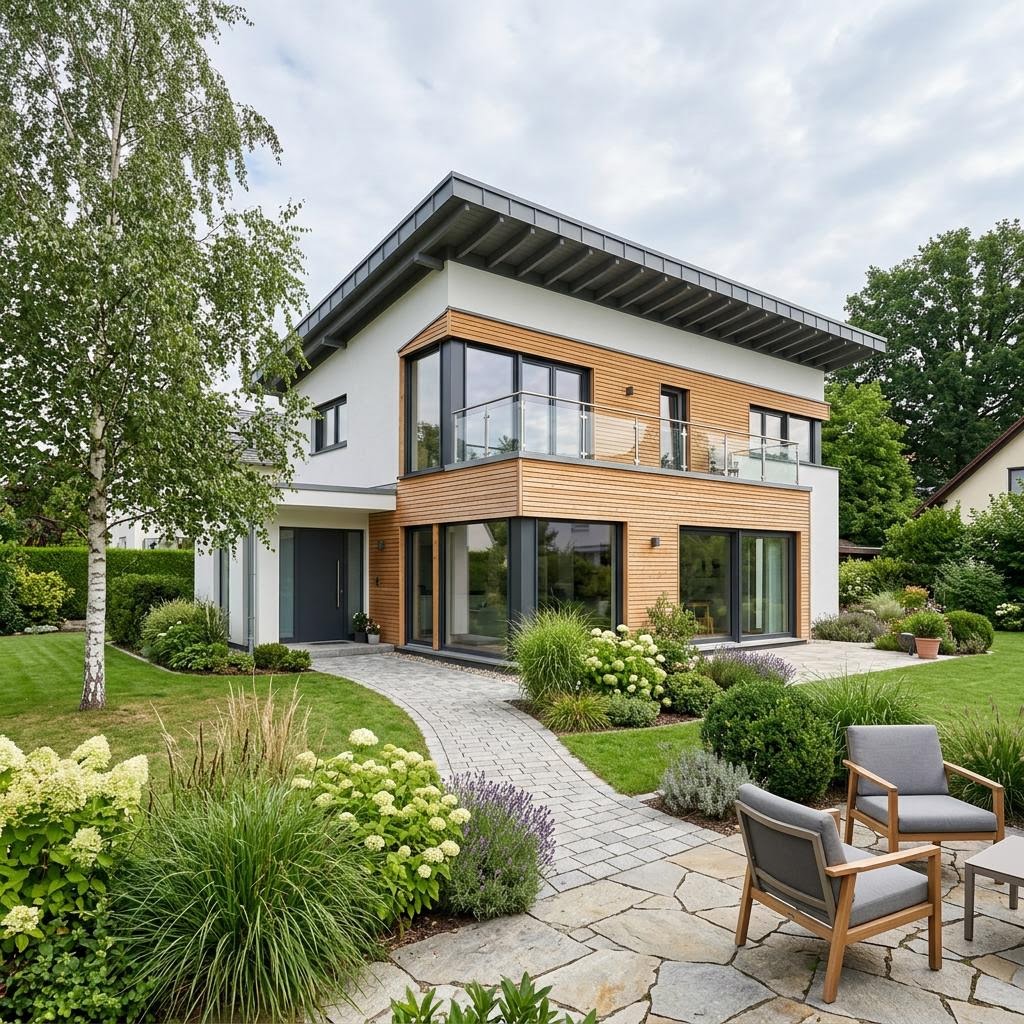 Pultdachhaus PultPlan 140 von RENSCH-HAUS mit frei planbarem Grundriss und Solardach