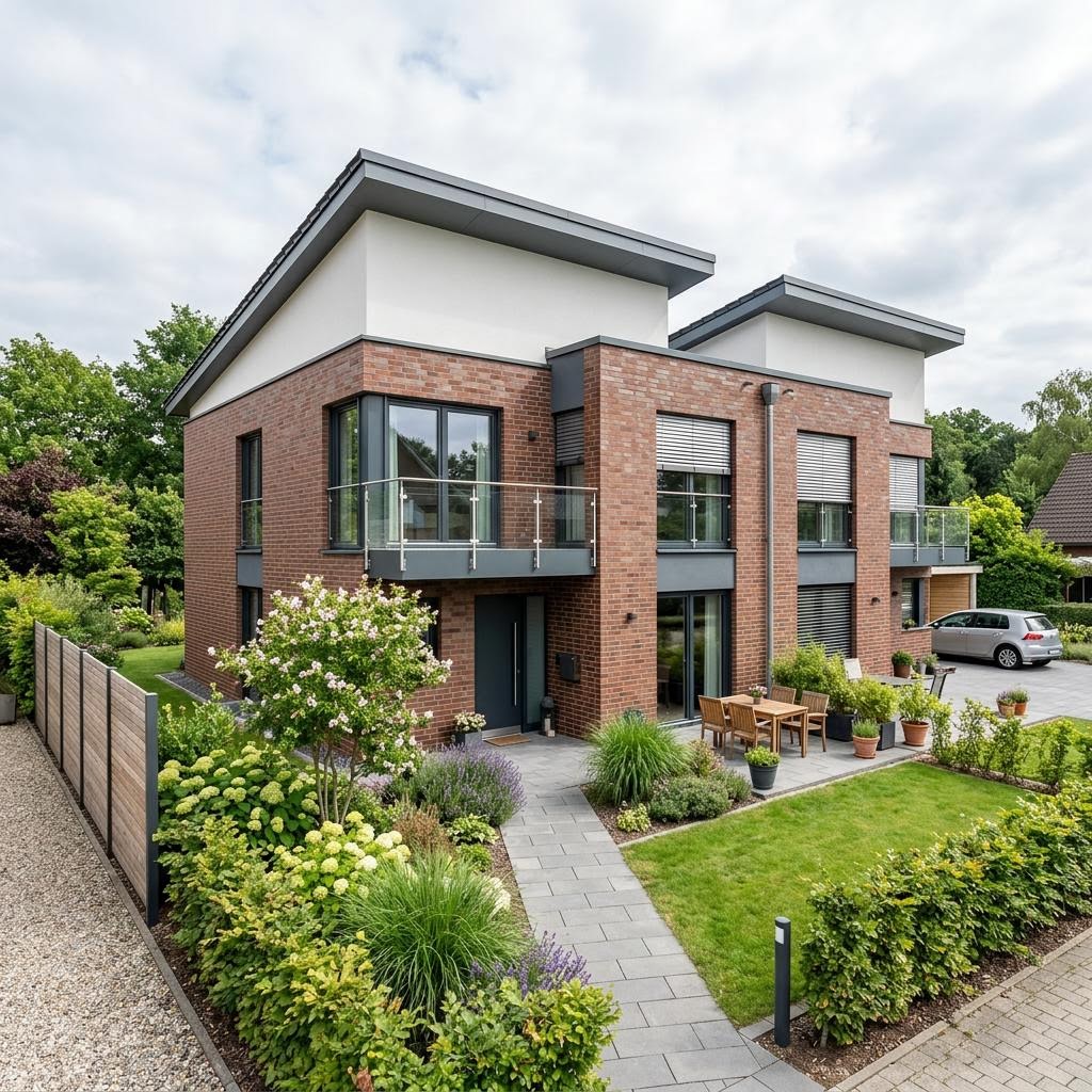 Doppelhaushälfte Berlin Duett 130 von Roth-Massivhaus — Pultdach, 130 m² für schmale Grundstücke