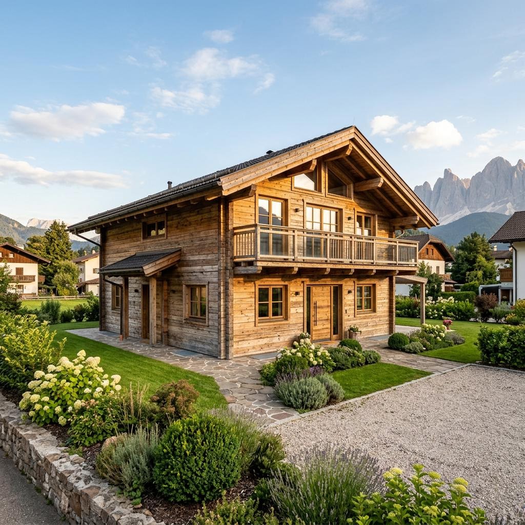 Chalet Chalet Dolomiti von Rubner Haus mit Satteldach und Holzfassade