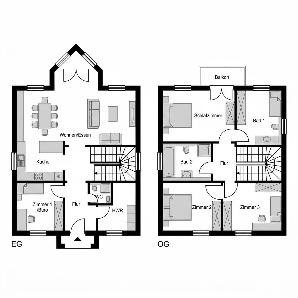 Grundriss Deichhof 150 – 150 m² Friesenhaus mit 5 Zimmern