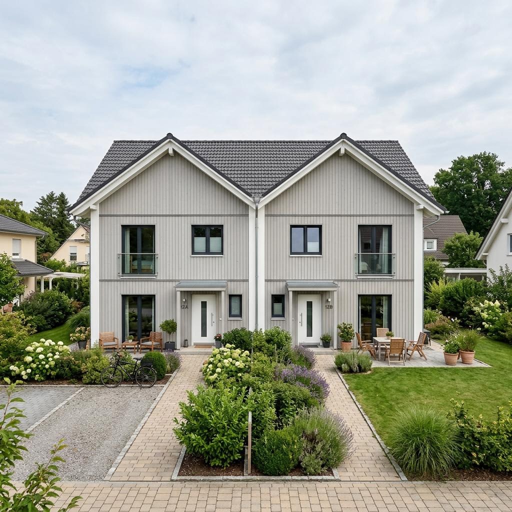Doppelhaushälfte Twin SH 128 von ScanHaus Marlow — Satteldach, 128 m² für schmale Grundstücke
