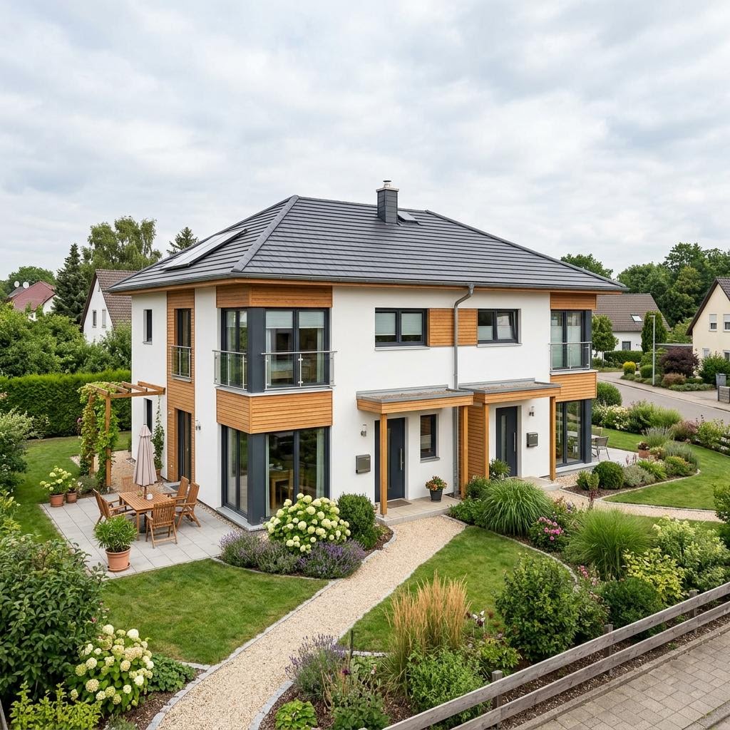 Doppelhaus Doppelhaus Fokus Duo 140 von Schwabenhaus — Krüppelwalmdach, 140 m²