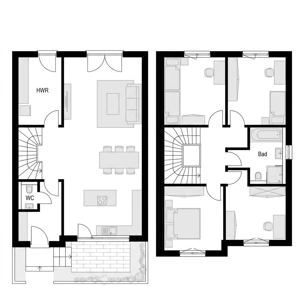 Grundriss Reihenmittelhaus Solitaire R134 von Schwabenhaus — 134 m², 5 Zimmer