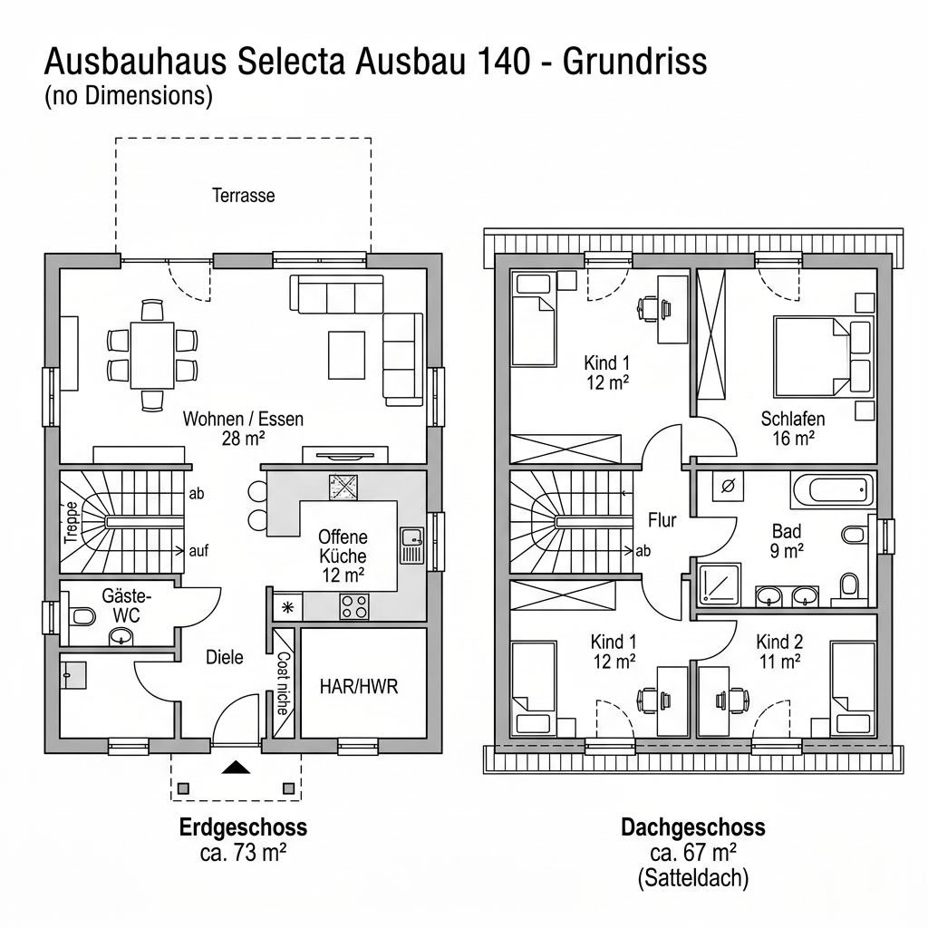 Grundriss Selecta Ausbau 140 von Schwabenhaus — 140 m², 5 Zimmer