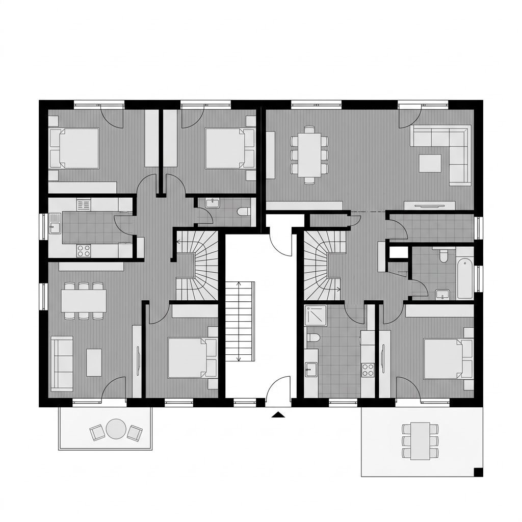 Grundriss Zweifamilienhaus Solitaire 195 von schwabenhaus — 195 m², 7 Zimmer