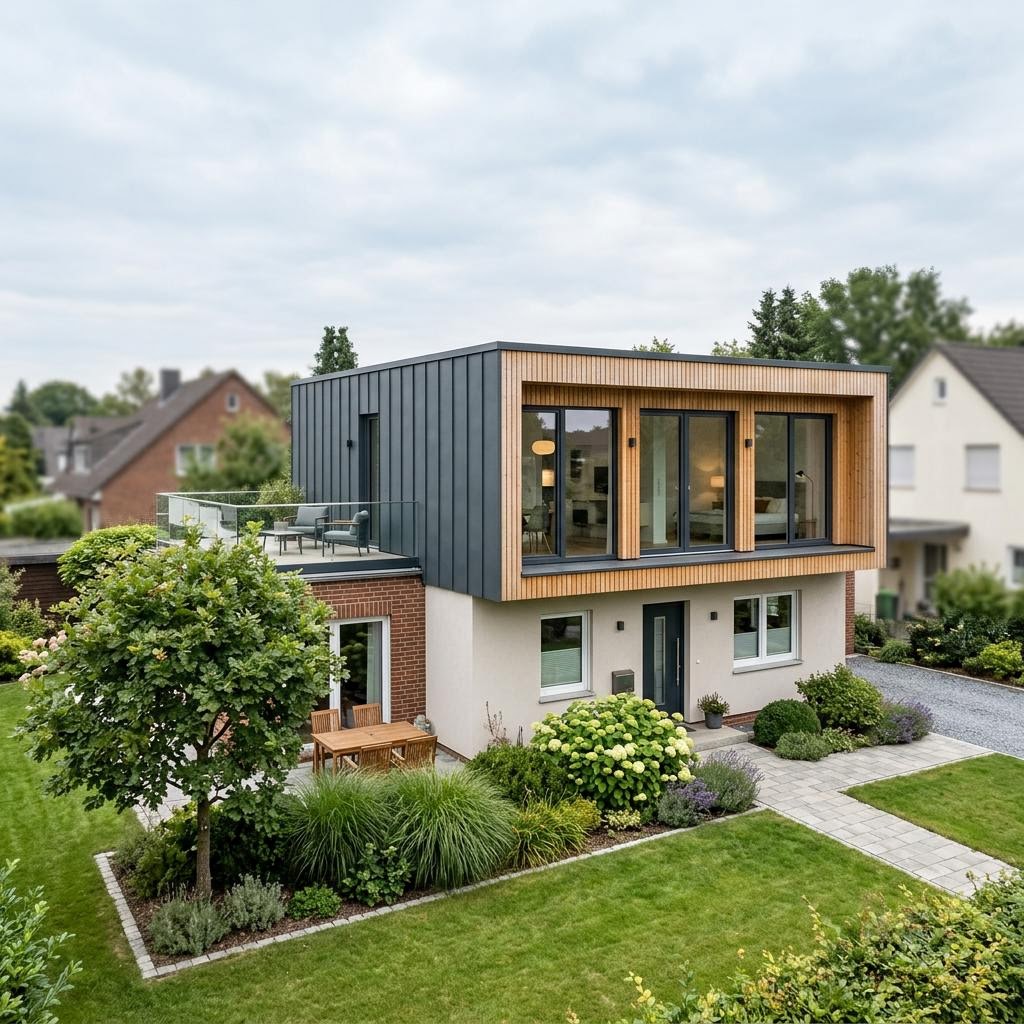 Aufstockung FlyingSpace Aufstockung 40 von SchwörerHaus — leichtes Holzmodul zur Dachaufstockung mit Flachdach und 40 m²