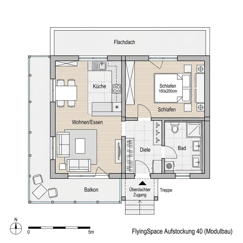 Grundriss FlyingSpace Aufstockung 40 von SchwörerHaus — 40 m², 2 Zimmer