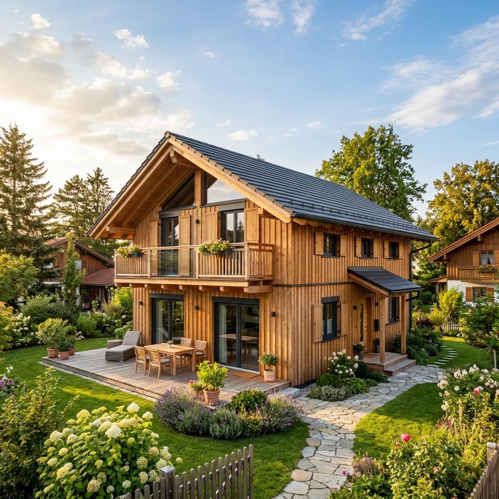 Chalet Chalet Wendelstein von Sonnleitner Holzbauwerke mit Satteldach und Holzfassade