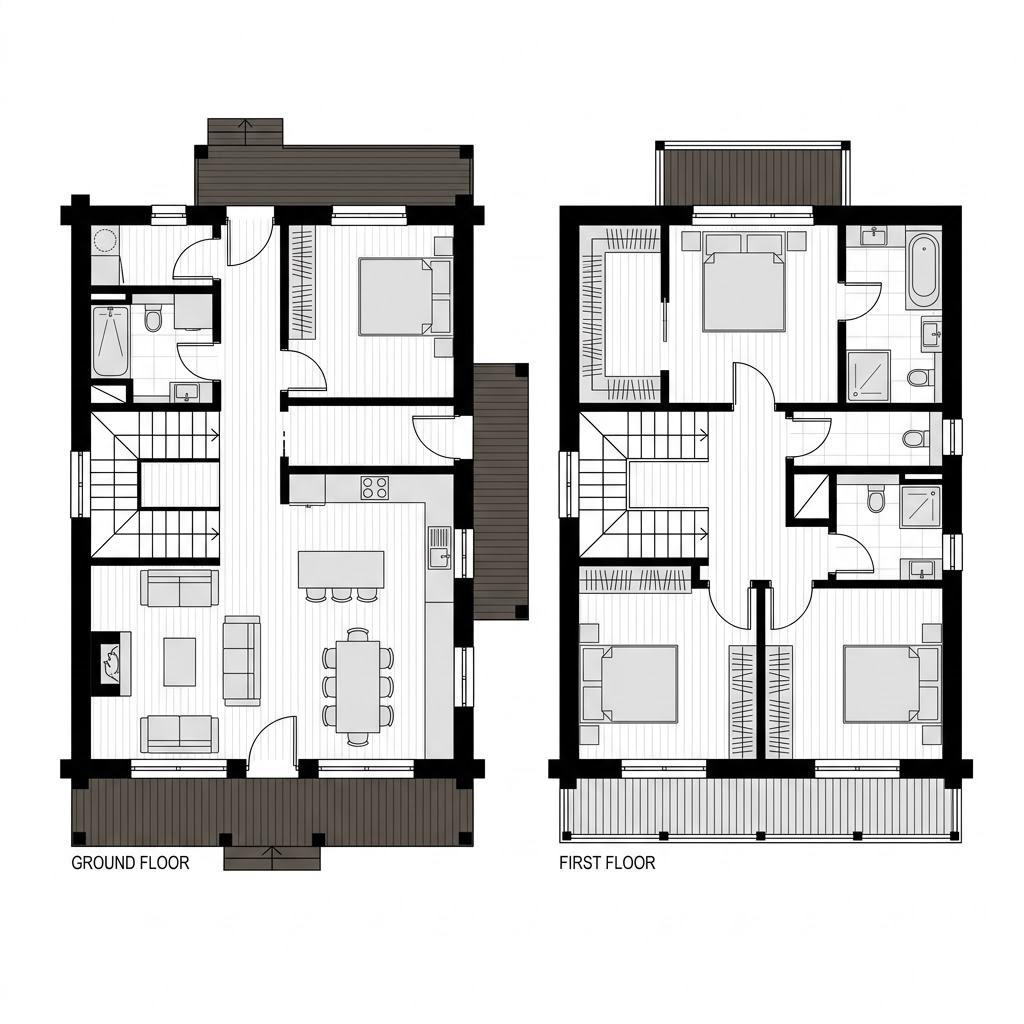 Grundriss Chalet Wendelstein – 122 m² Chalet mit 4 Zimmern