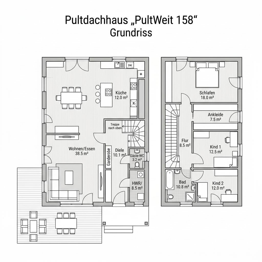 Grundriss PultWeit 158 von Sonnleitner Holzbauwerke — 158 m², 5 Zimmer