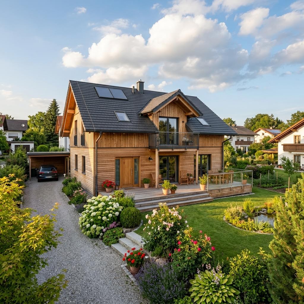 Chalet Chalet Almrausch von Stommel Haus mit Satteldach und Holzfassade