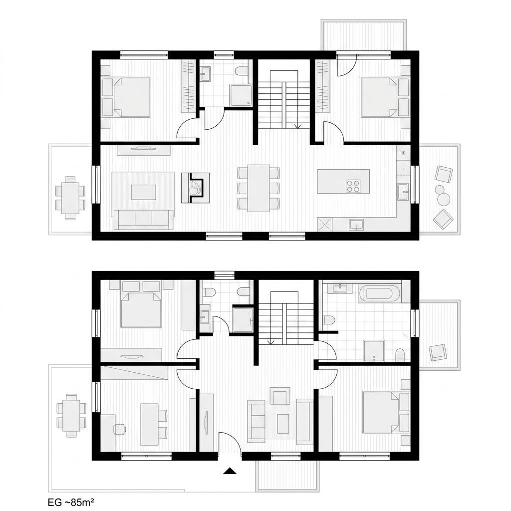 Grundriss Chalet Bergquell – 162 m² Chalet mit 6 Zimmern