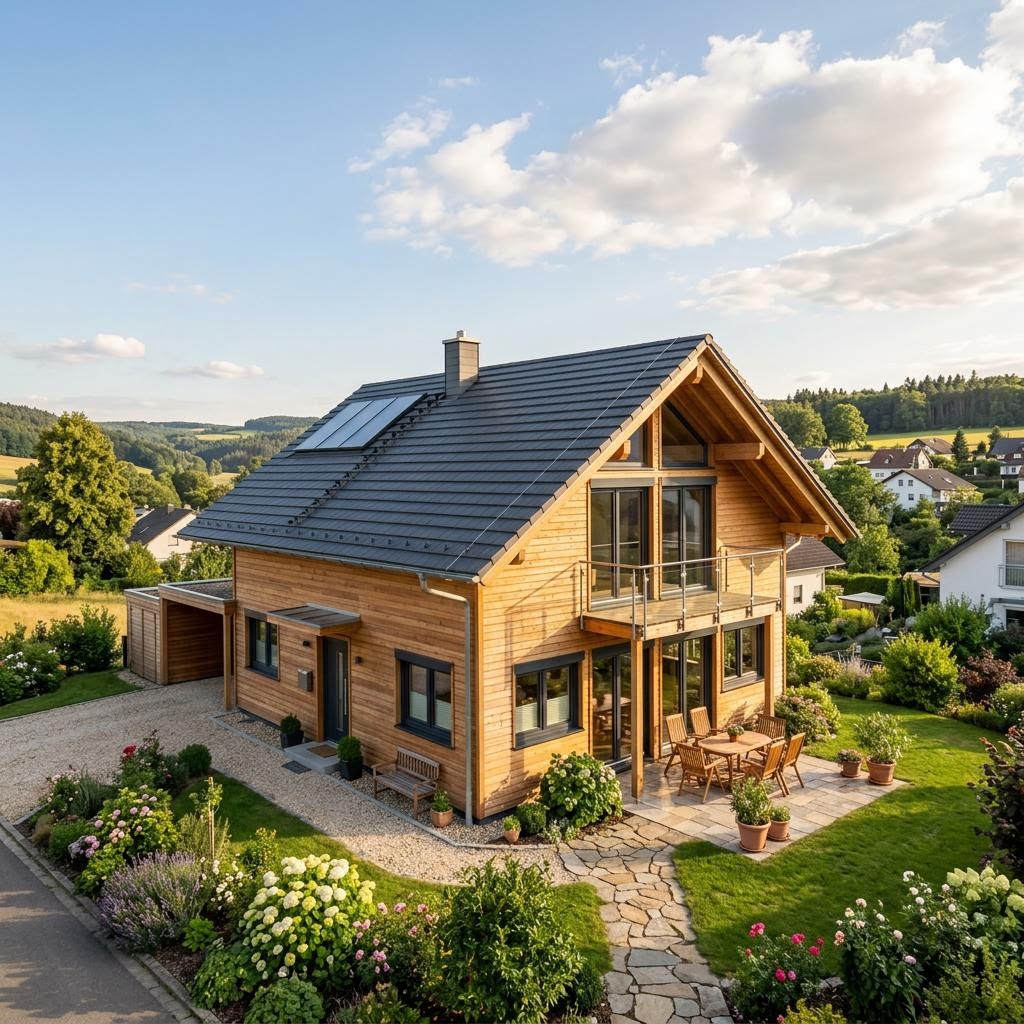 Chalet Chalet Talblick von Stommel Haus mit Satteldach und Holzfassade