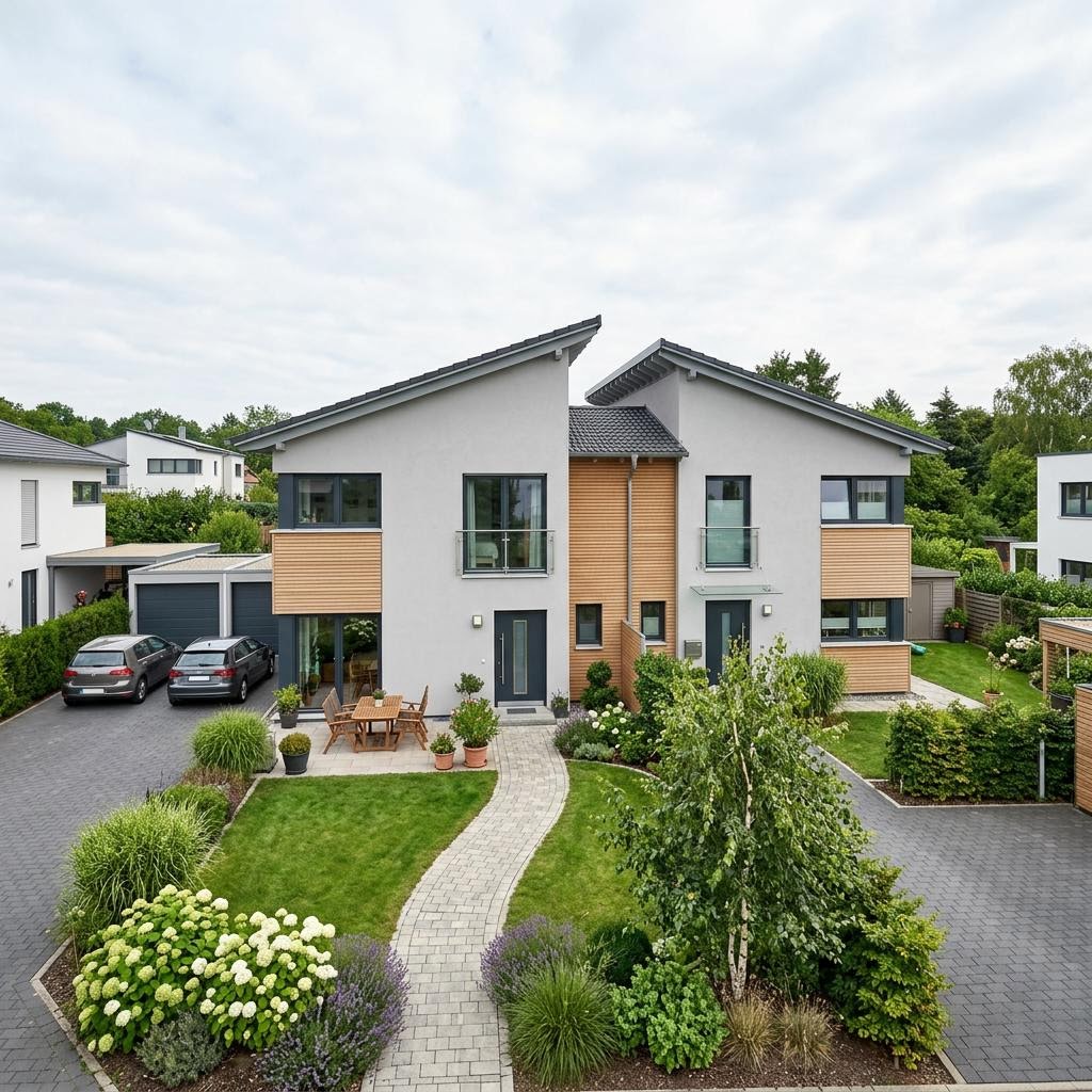 Doppelhaushälfte Duo Line 148 von STREIF Haus — Versetztes Pultdach, 148 m² für schmale Grundstücke