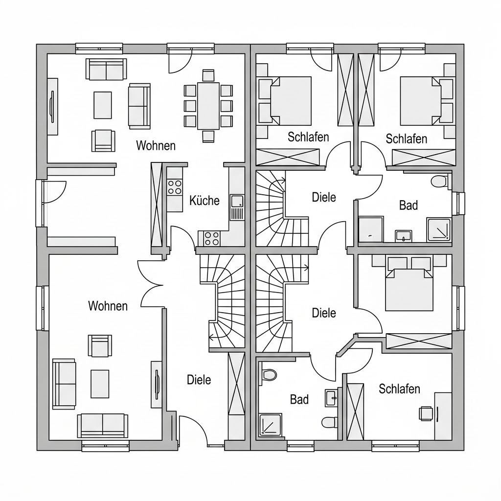 Grundriss Duo Line 148 von STREIF Haus — 148 m², 5 Zimmer