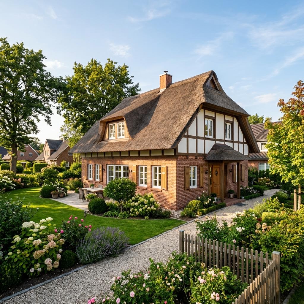 Landhaus Landhaus Reetdiele von STREIF Haus mit Reetdach-Optik und Backstein