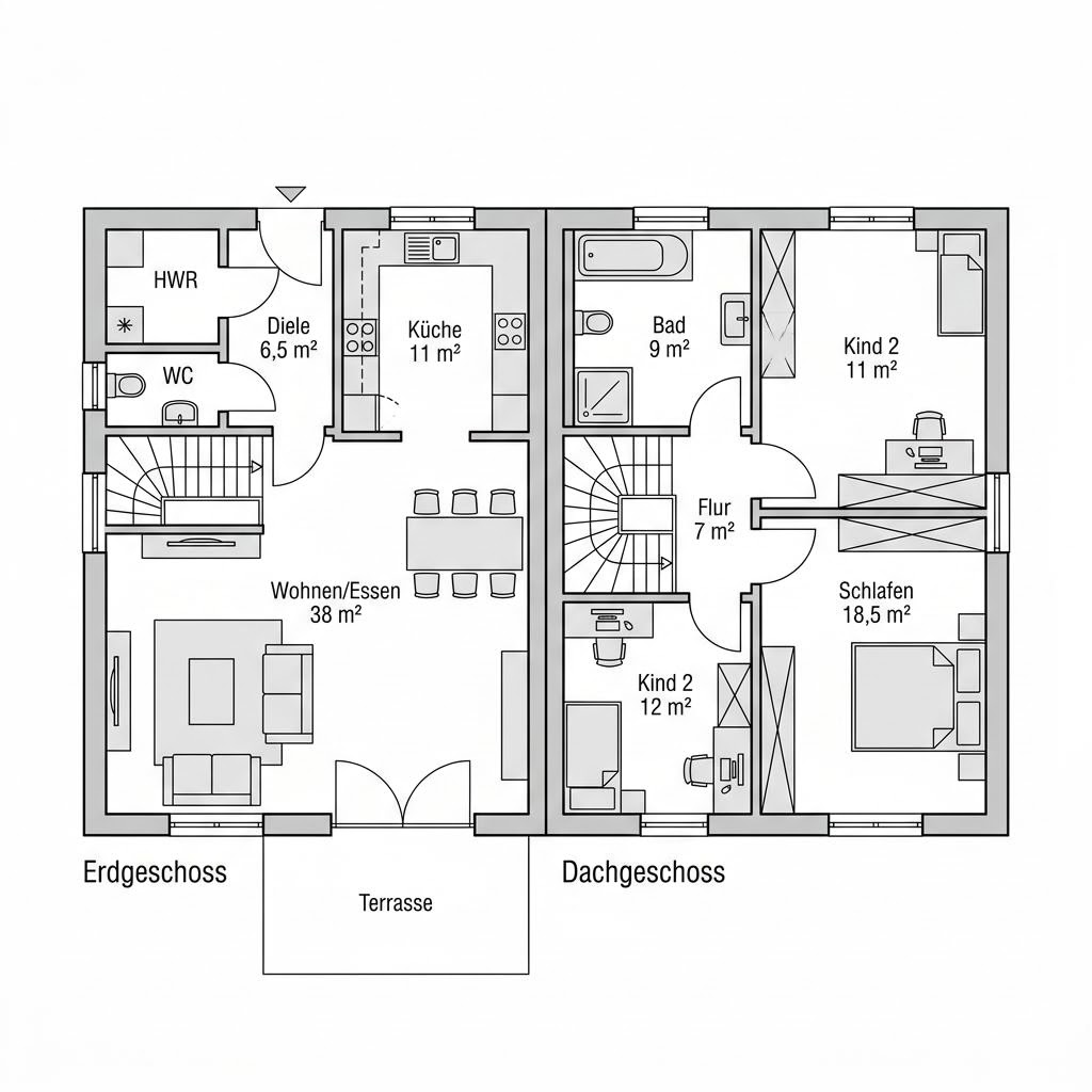 Grundriss Maxime Duo 110 von Viebrockhaus — 110 m², 4 Zimmer