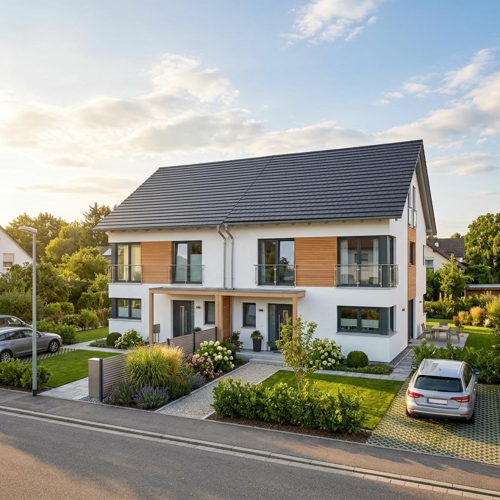 Doppelhaus CityLife 132 von WeberHaus in Holzfertigbauweise