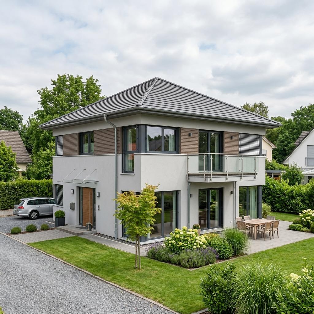 Stadtvilla Generation City 164 von WeberHaus mit Walmdach und barrierearmem Erdgeschoss