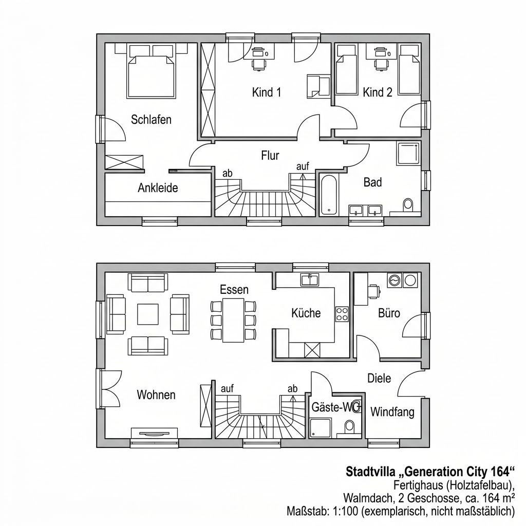Grundriss Generation City 164 – 164 m² Stadtvilla mit 5 Zimmern