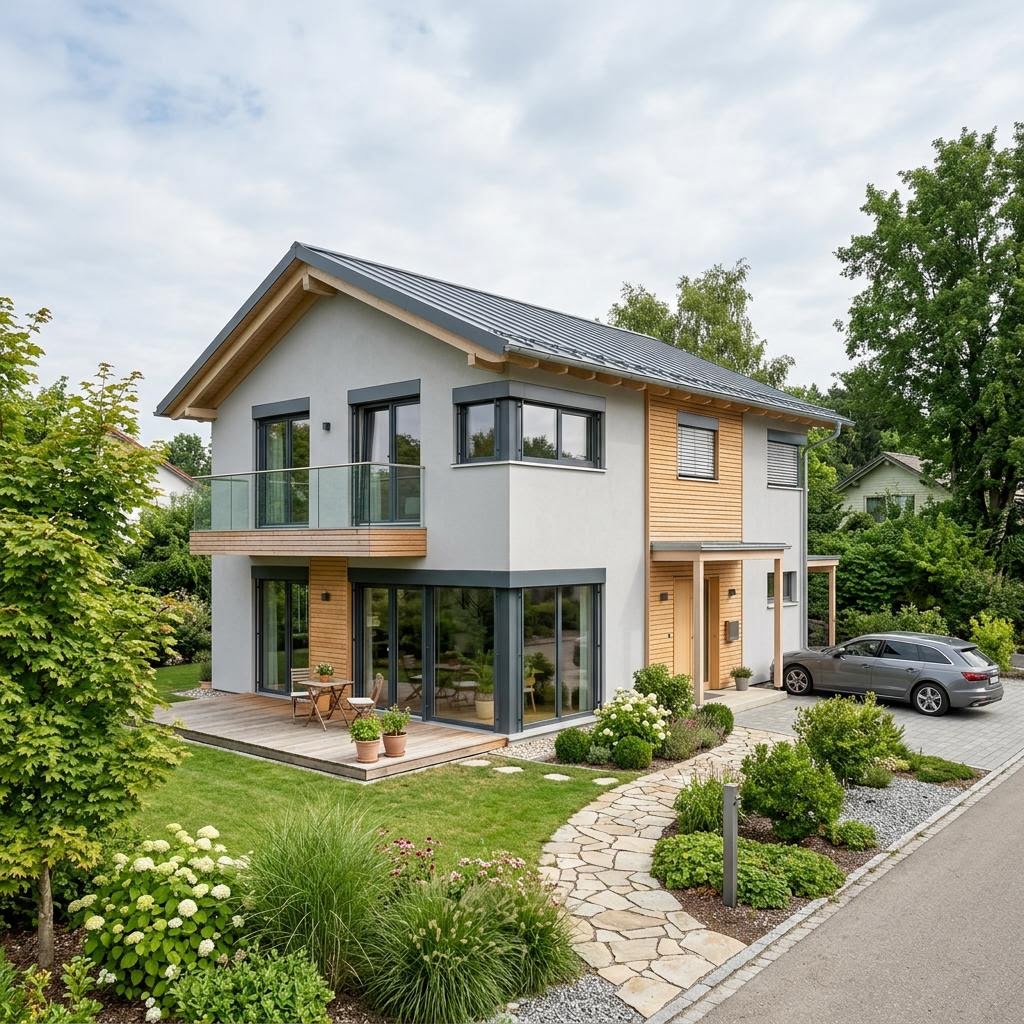 Einfamilienhaus Generation Plus 135 von WeberHaus als Fertighaus mit Pultdach