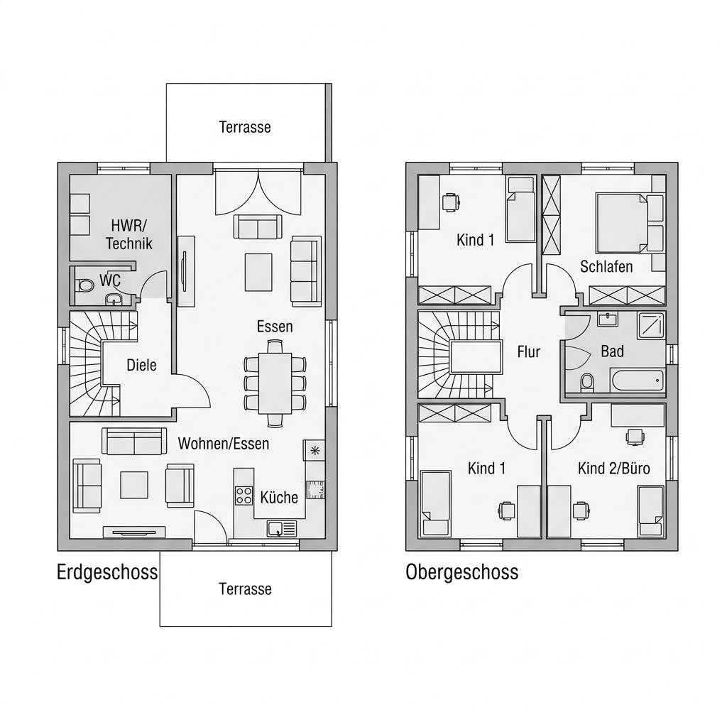 Grundriss PultCity 134 von WeberHaus — 134 m², 4 Zimmer