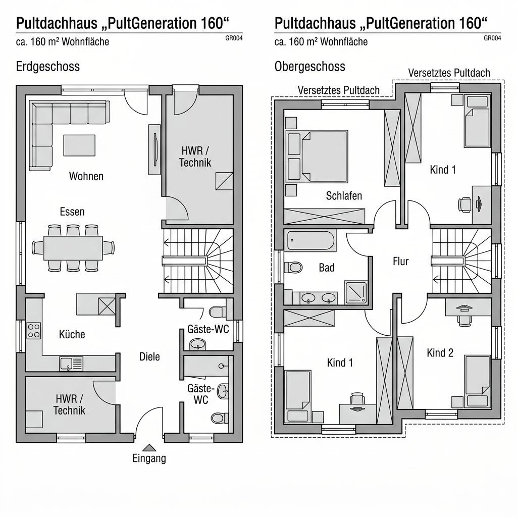 Grundriss PultGeneration 160 von WeberHaus — 160 m², 5 Zimmer