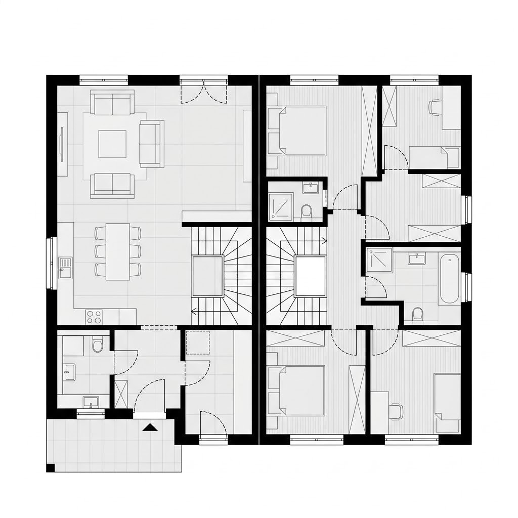 Grundriss Reihenendhaus CityLine R154 – 154 m² Reihenhaus mit 5 Zimmern