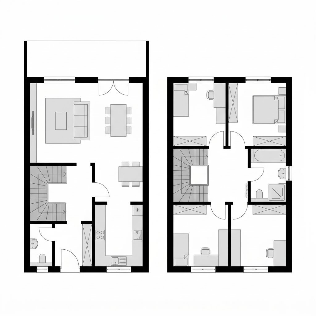Grundriss Reihenmittelhaus CityLine R112 von WeberHaus — 112 m², 4 Zimmer