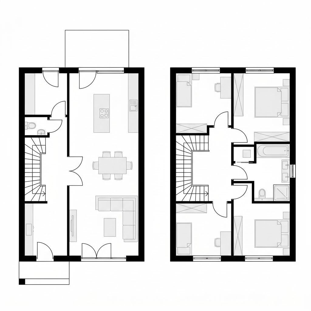 Grundriss Reihenmittelhaus CityLine R126 von WeberHaus — 126 m², 4 Zimmer