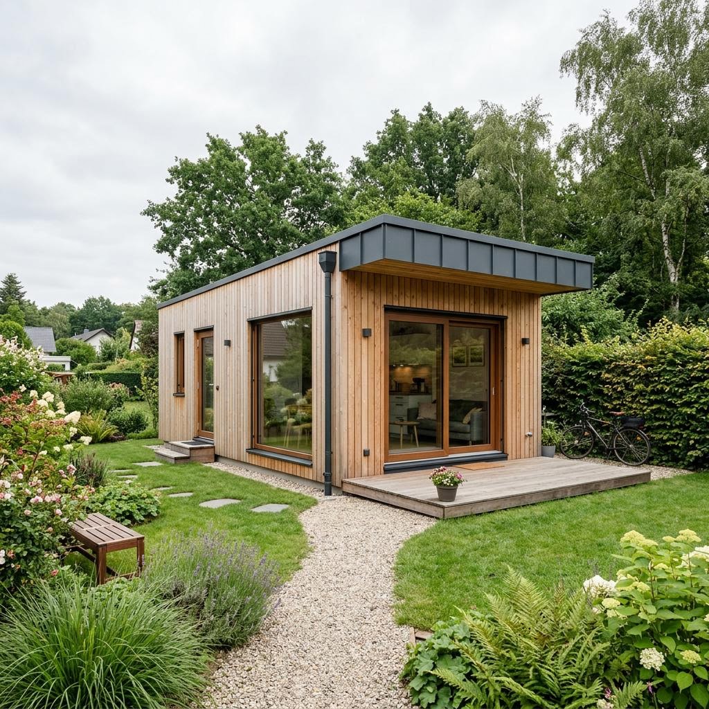 Tiny House See 24 von Wohnwagon — autarkes Massivholz-Minihaus mit Flachdach und 24 m²