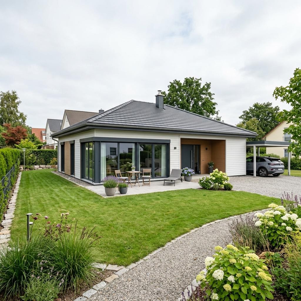 Bungalow Solaris 120 von WOLF-HAUS mit Walmdach — energieeffizienter Bungalow mit 120 m²